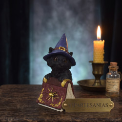 IGNIS - Figura Gato Brujo Libro Hechizos - VIPARTESANIAS