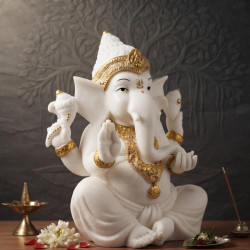 Venta al por mayor de ganesha blanca y dorada IGNIS