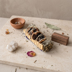 Venta al por mayor de atadito salvia blanca naranja palo santo y lavanda BUEN ROLLITO Vipartesanias