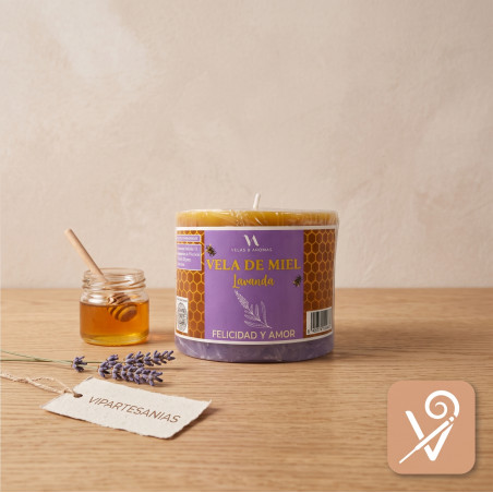 "Vela de Miel de Lavanda Artesanal VA"