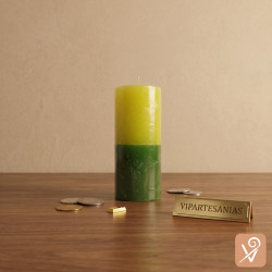 Velón amarillo y verde Don Juan del Dinero Vipartesanias