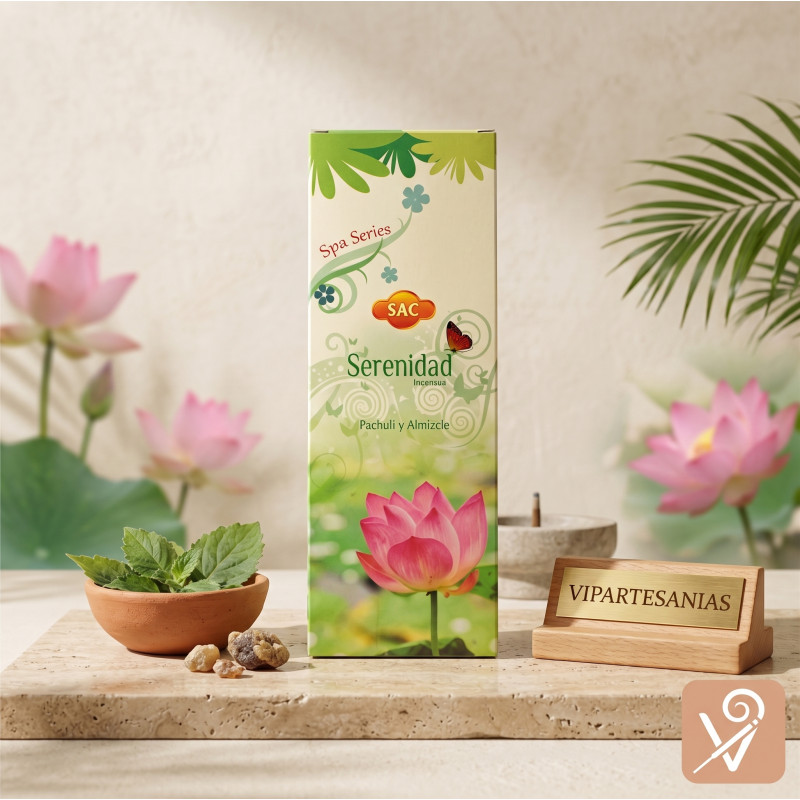 Caja de incienso SAC aroma serenidad pachuli musk.
